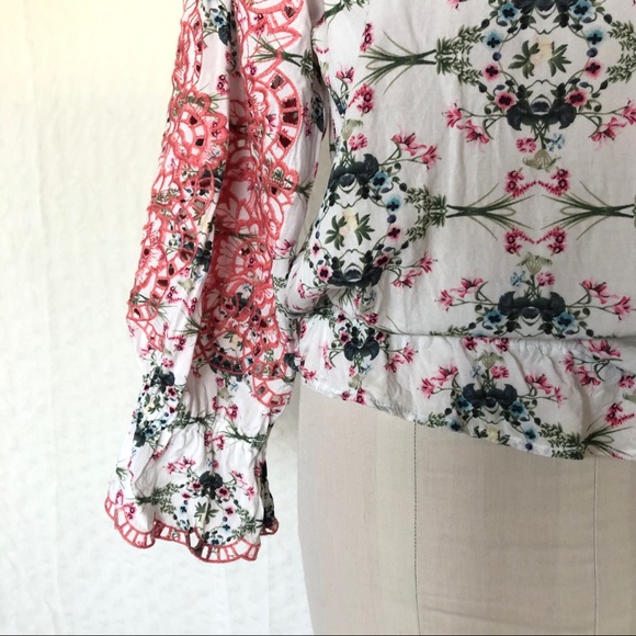 Anthropologie Embroidered Balloon Sleeve Cropped Top - Picture 11 of 14